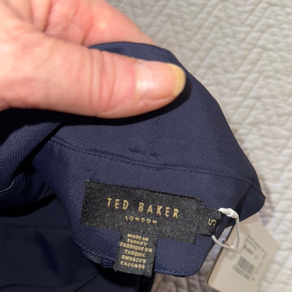 Ted Baker Blue Midi Pencil Trousers Pleated Workwear - Picture 4 of 11